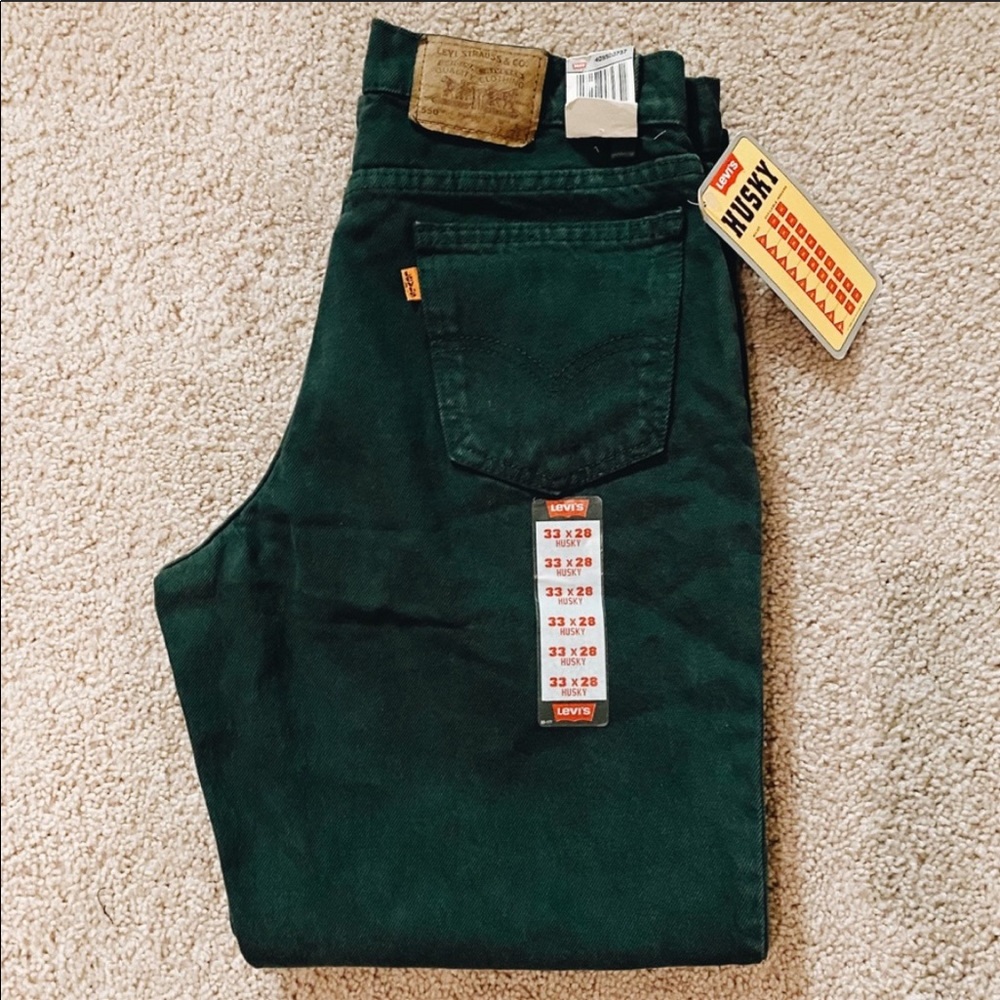 Vintage orange tab Levis green 550 jeans